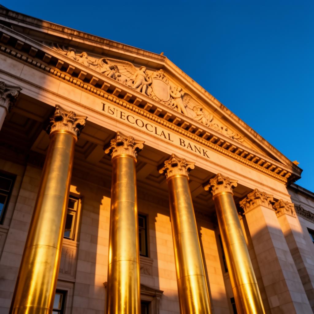 Neoclassical financial institution facade
